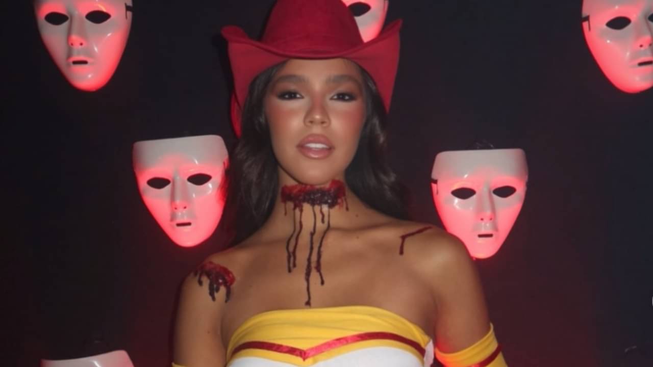 Duda Guerra e Rodrigo Silva, filho caçula de Faustão, posam juntos em festa de Halloween em São Paulo
