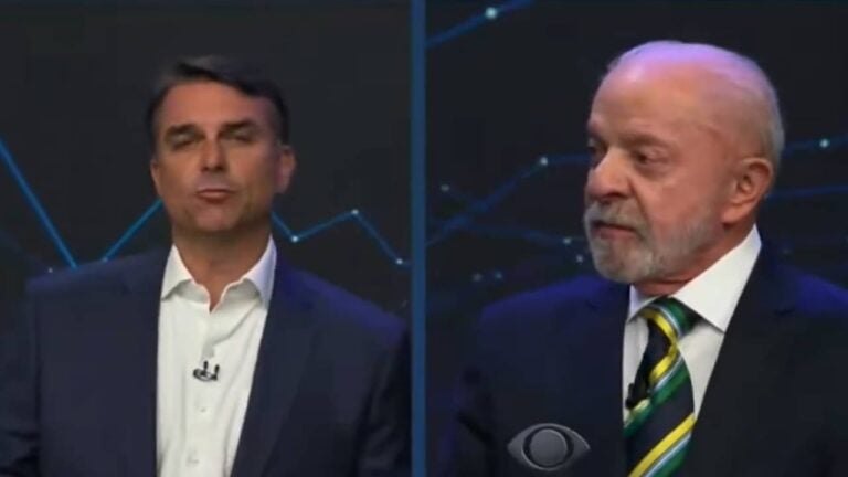 Flávio Bolsonaro e Lula em debate - Reprodução/Band TV