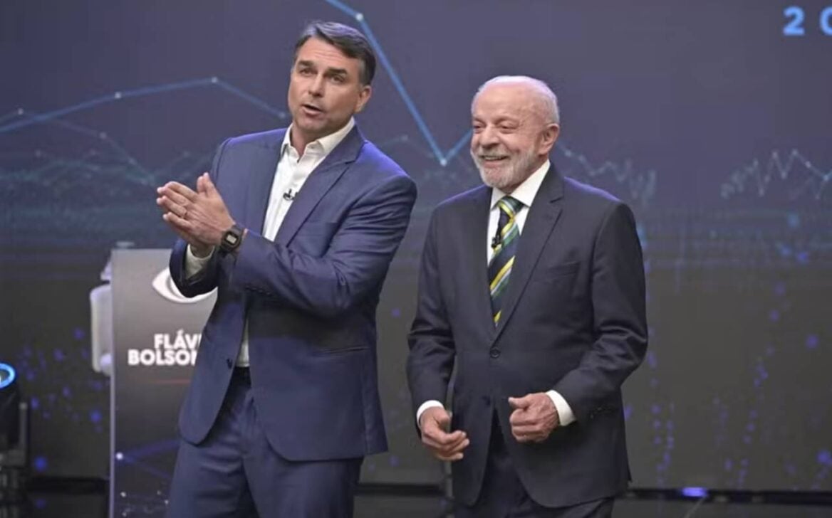 Flavio Bolsonaro e Lula - Reprodução/ Renato Pizzutto/Band