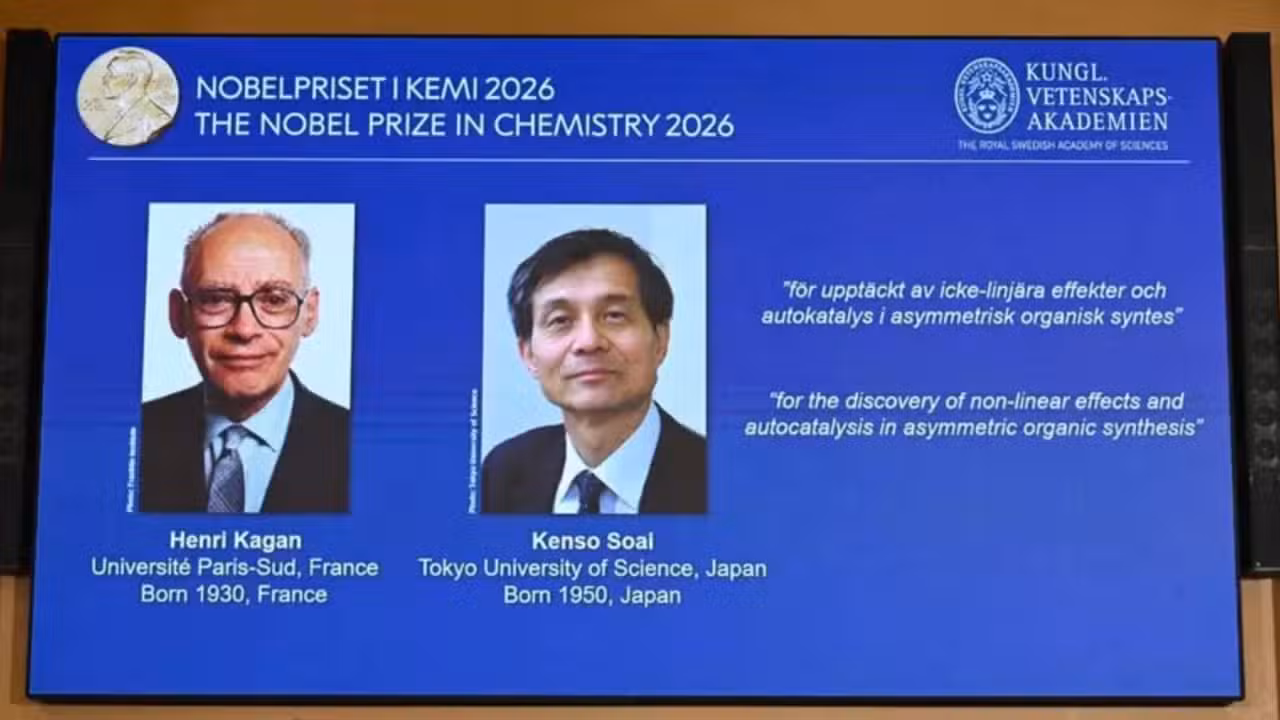 Henri Kagan e Kenso Soai vencedores do Prêmio Nobel de Química em 2026 - Reprodução/YouTube