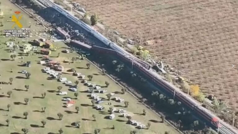 Imagens aéreas mostram vagões descarrilados - Guarda Civil / Divulgação