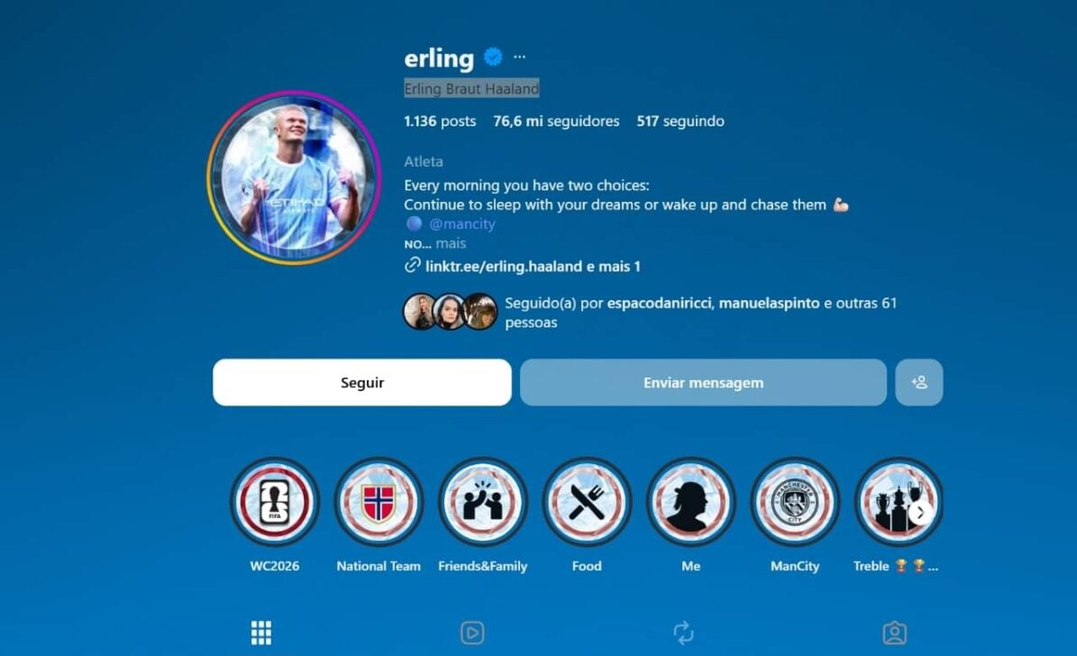Instagram Erling Braut Haaland - Reprodução
