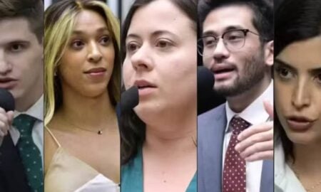 Lucas Pavanato (PL), Erika Hilton (PSOL), Sâmia Bomfim (PSOL), Kim Kataguiri (Missão) e Tabata Amaral - Reprodução