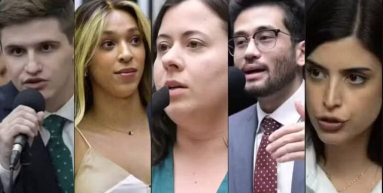 Lucas Pavanato (PL), Erika Hilton (PSOL), Sâmia Bomfim (PSOL), Kim Kataguiri (Missão) e Tabata Amaral - Reprodução