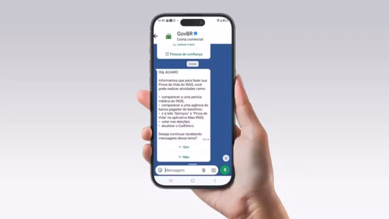 Mensagens enviadas pelo WhatsApp do Governo do Brasil - Divulgação/ Gov.br