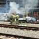 Monomotor pega fogo em linha férrea de estação em Belo Horizonte - TV Globo