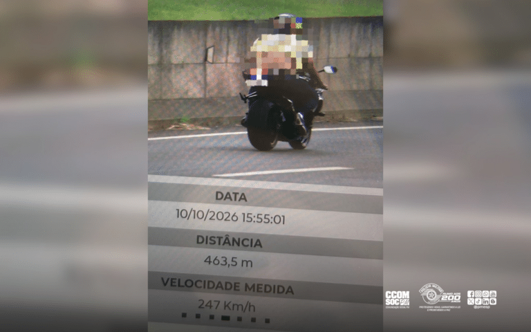 Moto a 247 km/h é flagrada por radar na Rodovia SP-461 em Birigui