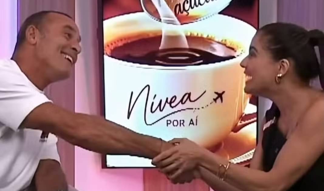 Nivea Stelmann e Paulo Zulu trocam flertes durante entrevista
