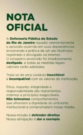 Nota da Defensoria Pública do Rio de Janeiro - Reprodução