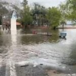 Orla de Uruguaiana tomada pela água - Pablo Gimenes/RBS TV