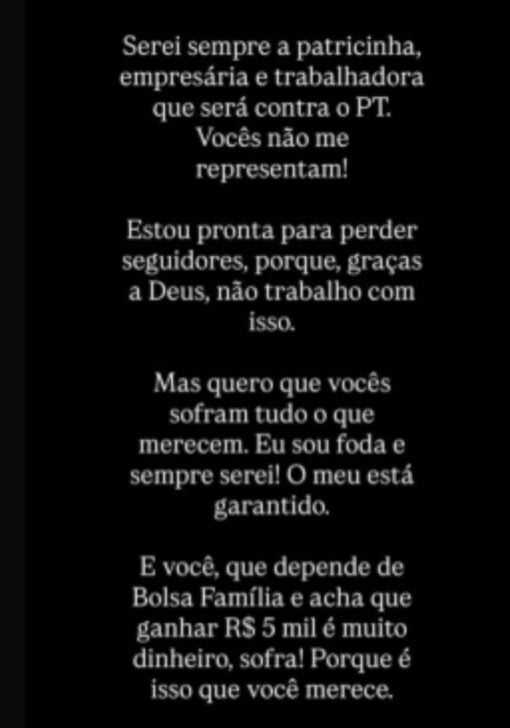 Posicionamento de Fabiana Ribeiro Guimarães - Instagram