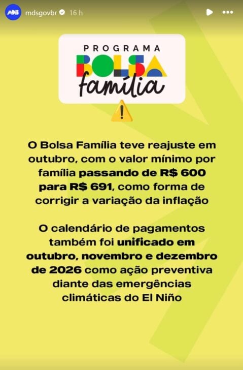 Reajuste Bolsa Família - Instagram/ @mdsgovbr