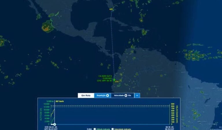 Rota de voo de Flávio Bolsonaro - Reprodução/FlightAware