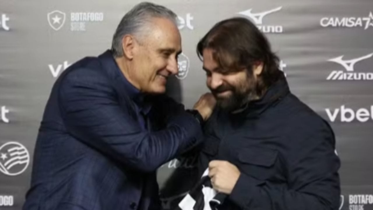 Tite e presidente João Paulo Magalhães Lins, do Botafogo - Vitor Silva/BFR